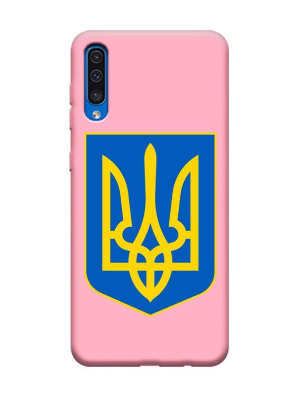 Матовий рожевий чохол на Samsung Galaxy A50 (2019) A505 :: Тризуб Україна (принт 256)