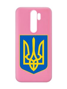 Матовий рожевий чохол на Xiaomi Redmi Note 8 Pro :: Тризуб Україна (принт 256)