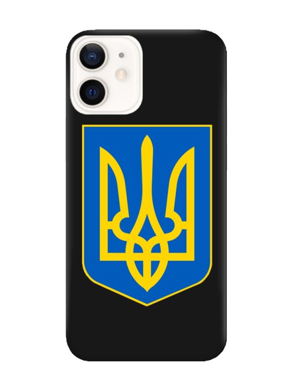 Матовий чорний чохол на Apple iPhone 12 / 12 Pro (6.1) :: Тризуб Україна (принт 256)