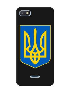 Матовий чорний чохол на Xiaomi Redmi 6A :: Тризуб Україна (принт 256)