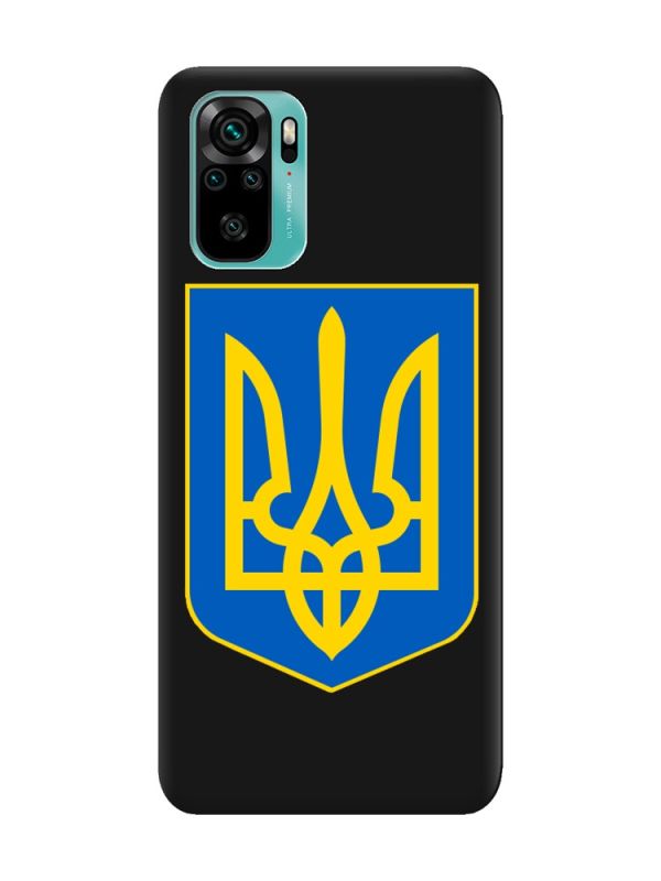 Матовий чорний чохол на Xiaomi Redmi Note 10 / Note 10s :: Тризуб Україна (принт 256)