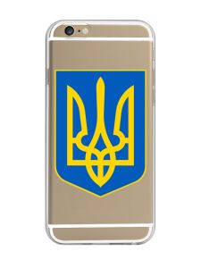 Прозорий чохол на iPhone 6/6s :: Тризуб Україна (принт 256)