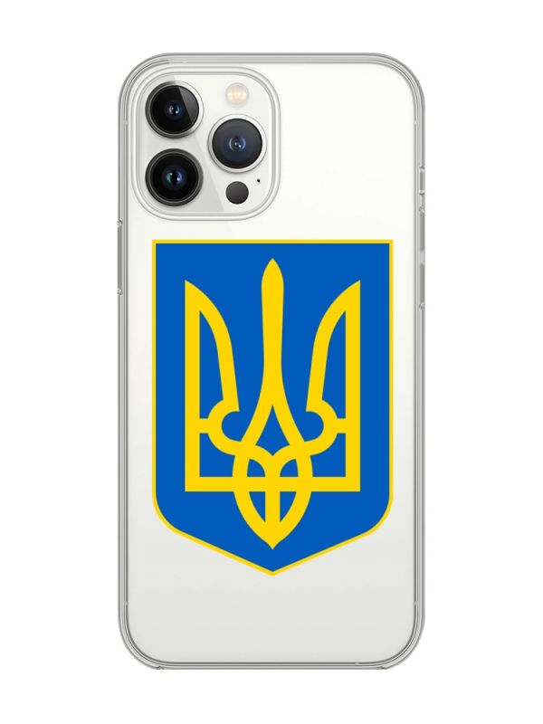 Прозорий чохол із захистом камери на iPhone 14 Pro Max :: Тризуб Україна (принт 256)
