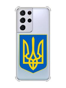 Чохол з потовщеними кутами на Samsung Galaxy S21 Ultra :: Тризуб Україна (принт 256)