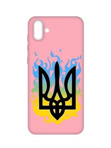 Матовий рожевий чохол на Samsung Galaxy A04 :: Тризуб Полум'я (принт 257)