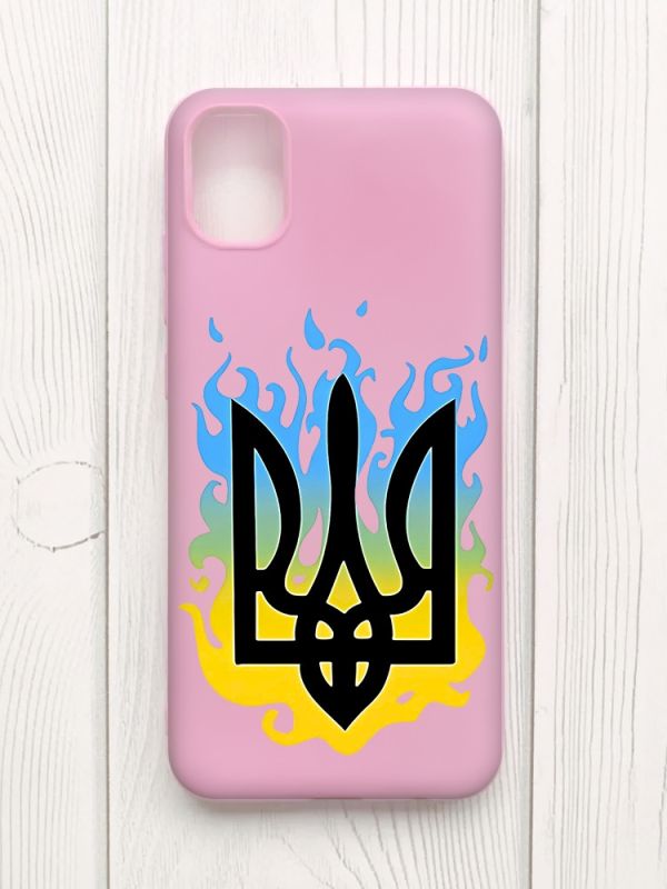 Матовий рожевий чохол на Samsung Galaxy A04E/A042 :: Тризуб Полум'я (принт 257)