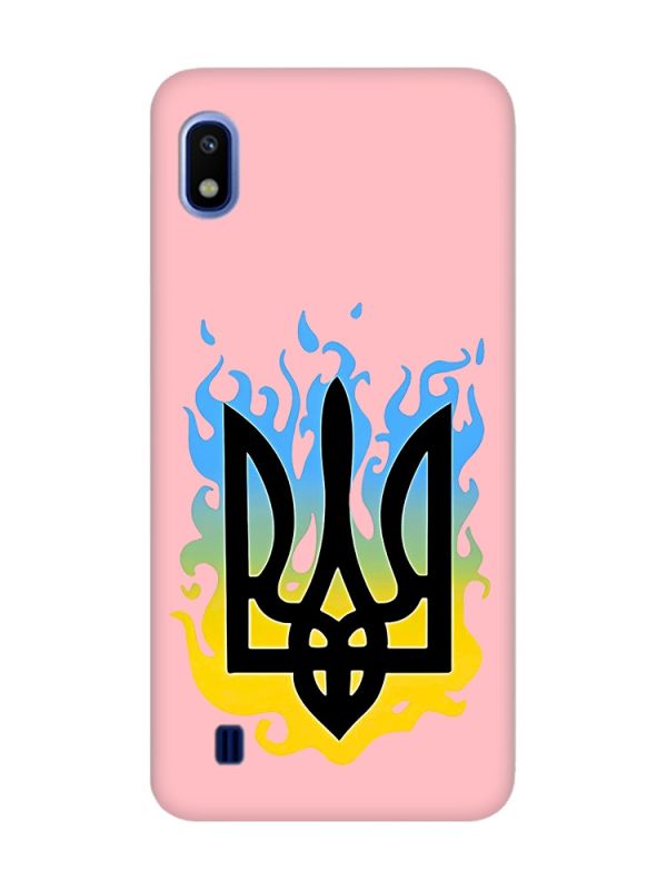 Матовий рожевий чохол на Samsung Galaxy A10 (2019) A105 :: Тризуб Полум'я (принт 257)