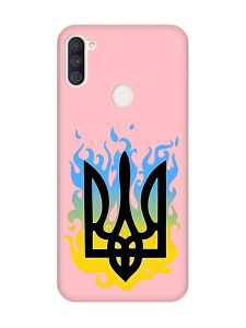 Матовий рожевий чохол на Samsung Galaxy A11 :: Тризуб Полум'я (принт 257)