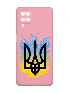 Матовий рожевий чохол на Samsung Galaxy A12 :: Тризуб Полум'я (принт 257)