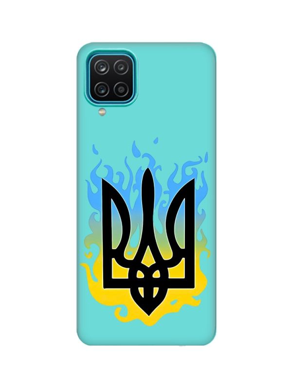 Матовий бірюзовий чохол на Samsung Galaxy A12 :: Тризуб Полум'я (принт 257)