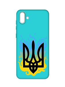 Матовий бірюзовий чохол на Samsung Galaxy A04 :: Тризуб Полум'я (принт 257)