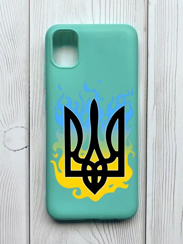 Матовий бірюзовий чохол на Samsung Galaxy A04E / A042 :: Тризуб Полум'я (принт 257)