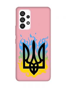 Матовий рожевий чохол на Samsung Galaxy A53 4G/5G :: Тризуб Полум'я (принт 257)