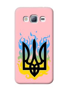 Матовий рожевий чохол на Samsung Galaxy J3 / J310 :: Тризуб Полум'я (принт 257)