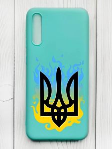 Матовий бірюзовий чохол на Samsung Galaxy А50 (2019) А505F :: Тризуб Полум'я (принт 257)