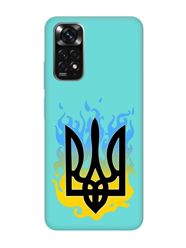 Матовий бірюзовий чохол на Xiaomi Redmi Note 11 :: Тризуб Полум'я (принт 257)