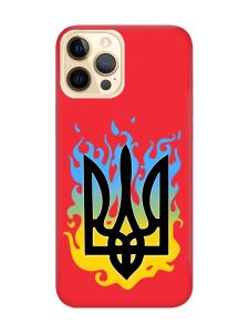 Матовий червоний чохол на Apple iPhone 12 Pro Max :: Тризуб Полум'я (принт 257)