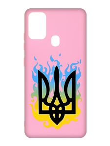 Матовий рожевий чохол на Samsung Galaxy M30s/M21 :: Тризуб Полум'я (принт 257)