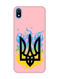 Матовий рожевий чохол на Xiaomi Redmi 7A :: Тризуб Полум'я (принт 257)