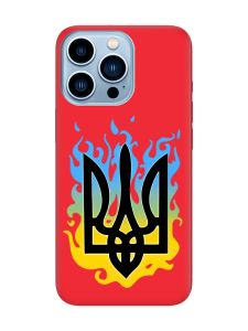 Матовий червоний чохол на Apple iPhone 13 Pro Max :: Тризуб Полум'я (принт 257)