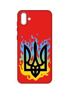 Матовий червоний чохол на Samsung Galaxy A04 :: Тризуб Полум'я (принт 257)