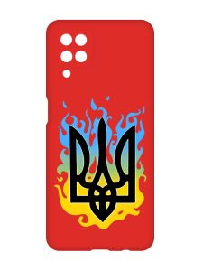 Матовий червоний чохол на Samsung Galaxy A12 :: Тризуб Полум'я (принт 257)