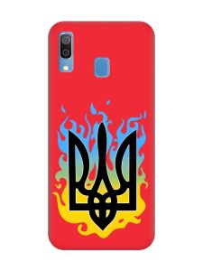 Матовий червоний чохол на Samsung Galaxy A30 (2019) / A20 (2019) :: Тризуб Полум'я (принт 257)
