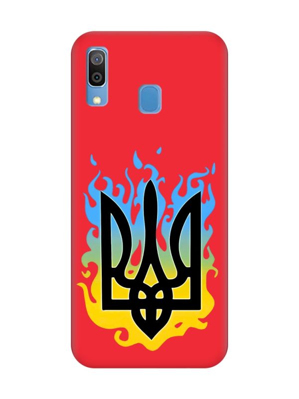 Матовий червоний чохол на Samsung Galaxy A30 (2019) / A20 (2019) :: Тризуб Полум'я (принт 257)