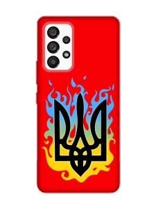 Матовий червоний чохол на Samsung Galaxy A53 4G/5G :: Тризуб Полум'я (принт 257)