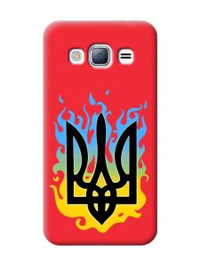 Матовий червоний чохол на Samsung Galaxy J3 / J310 :: Тризуб Полум'я (принт 257)