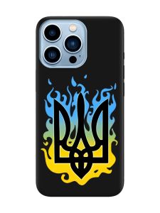 Матовий чорний чохол на Apple iPhone 13 Pro Max :: Тризуб Полум'я (принт 257)