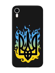 Матовий чорний чохол на Apple iPhone XR :: Тризуб Полум'я (принт 257)