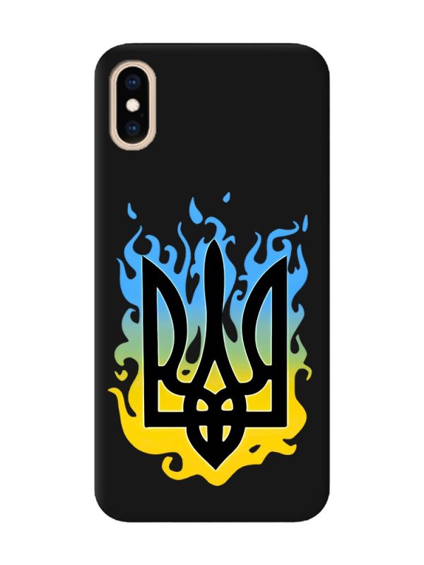 Матовий чорний чохол на iPhone XS MAX :: Тризуб Полум'я (принт 257)