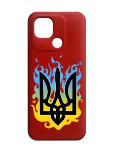 Матовий червоний чохол на Xiaomi Redmi 10C :: Тризуб Полум'я (принт 257)
