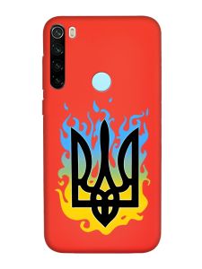 Матовий червоний чохол на Xiaomi Redmi Note 8T :: Тризуб Полум'я (принт 257)