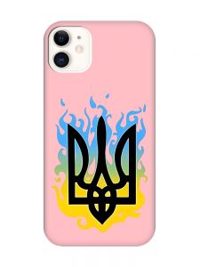 Матовий рожевий чохол на Apple iPhone 11 (6.1) :: Тризуб Полум'я (принт 257)