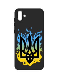 Матовий чорний чохол на Samsung Galaxy A04 :: Тризуб Полум'я (принт 257)