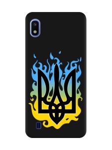 Матовий чорний чохол на Samsung Galaxy A10 (2019) A105 :: Тризуб Полум'я (принт 257)