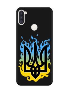 Матовий чорний чохол на Samsung Galaxy A11 :: Тризуб Полум'я (принт 257)