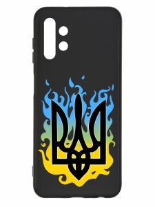 Матовий чорний чохол на Samsung Galaxy A13 4G :: Тризуб Полум'я (принт 257)