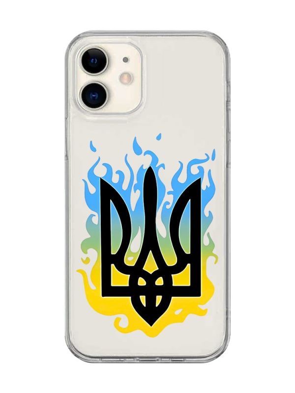 Прозорий чохол на iPhone 12 mini :: Тризуб Полум'я (принт 257)