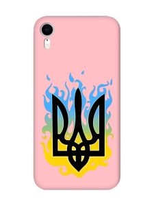 Матовий рожевий чохол на Apple iPhone XR :: Тризуб Полум'я (принт 257)