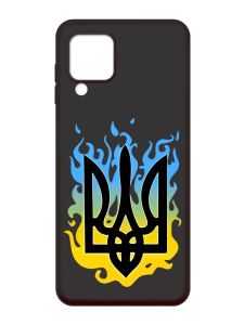 Матовий чорний чохол на Samsung Galaxy A22 4G/M32/M22 :: Тризуб Полум'я (принт 257)