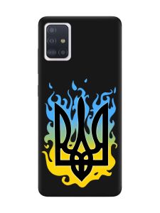 Матовий чорний чохол на Samsung Galaxy A51 :: Тризуб Полум'я (принт 257)