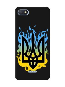 Матовий чорний чохол на Xiaomi Redmi 6A :: Тризуб Полум'я (принт 257)