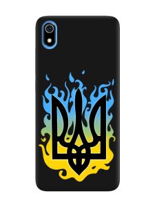 Матовий чорний чохол на Xiaomi Redmi 7A :: Тризуб Полум'я (принт 257)
