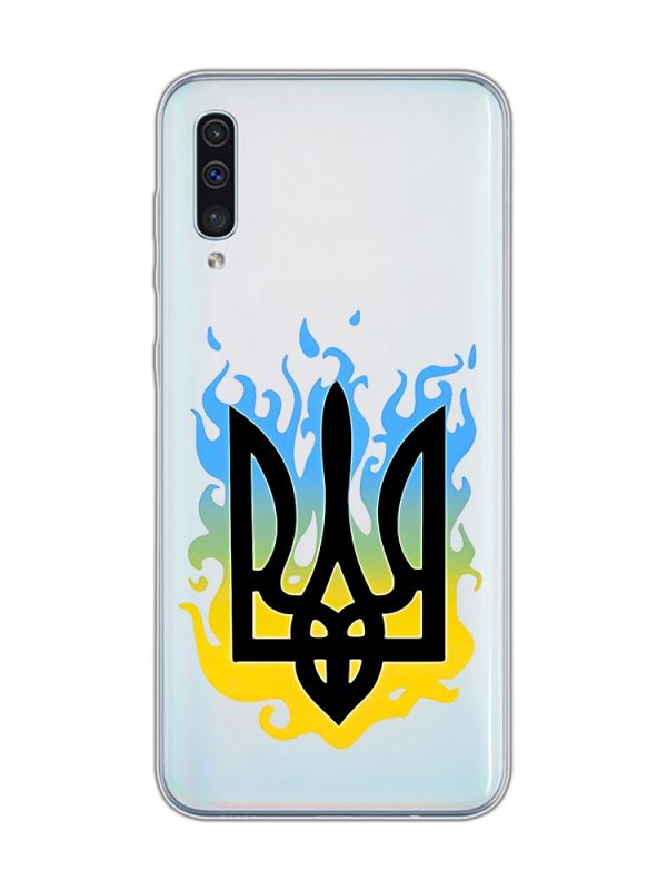 Прозорий чохол на Samsung Galaxy A50 (2019) A505 :: Тризуб Полум'я (принт 257)