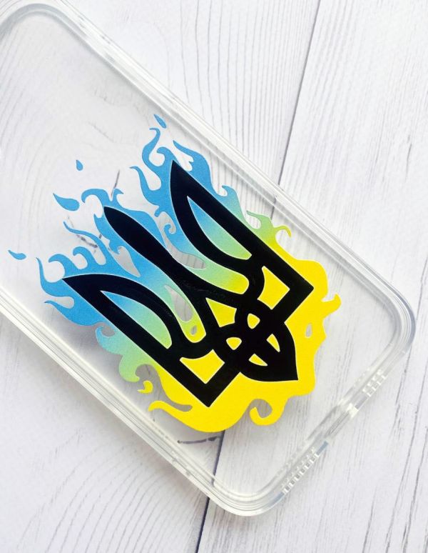 Прозорий чохол на Samsung Galaxy A50 (2019) A505 :: Тризуб Полум'я (принт 257)
