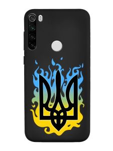 Матовий чорний чохол на Xiaomi Redmi Note 8T :: Тризуб Полум'я (принт 257)