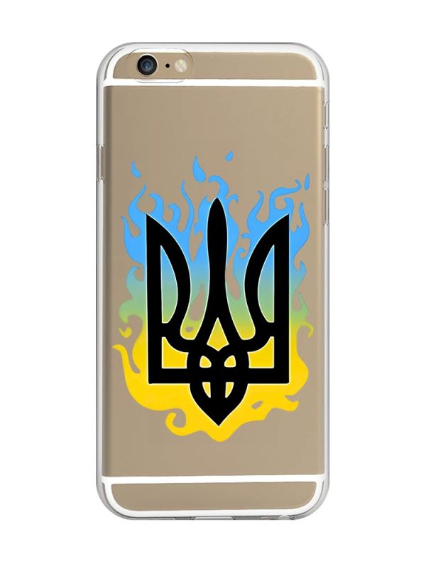 Прозорий чохол на iPhone 6/6s :: Тризуб Полум'я (принт 257)